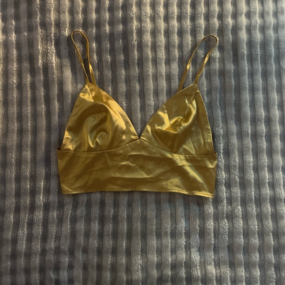 Elegant Gold Satin crop top